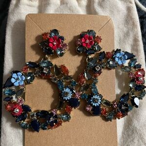 J. Crew Multicolor Floral Hoop Earrings